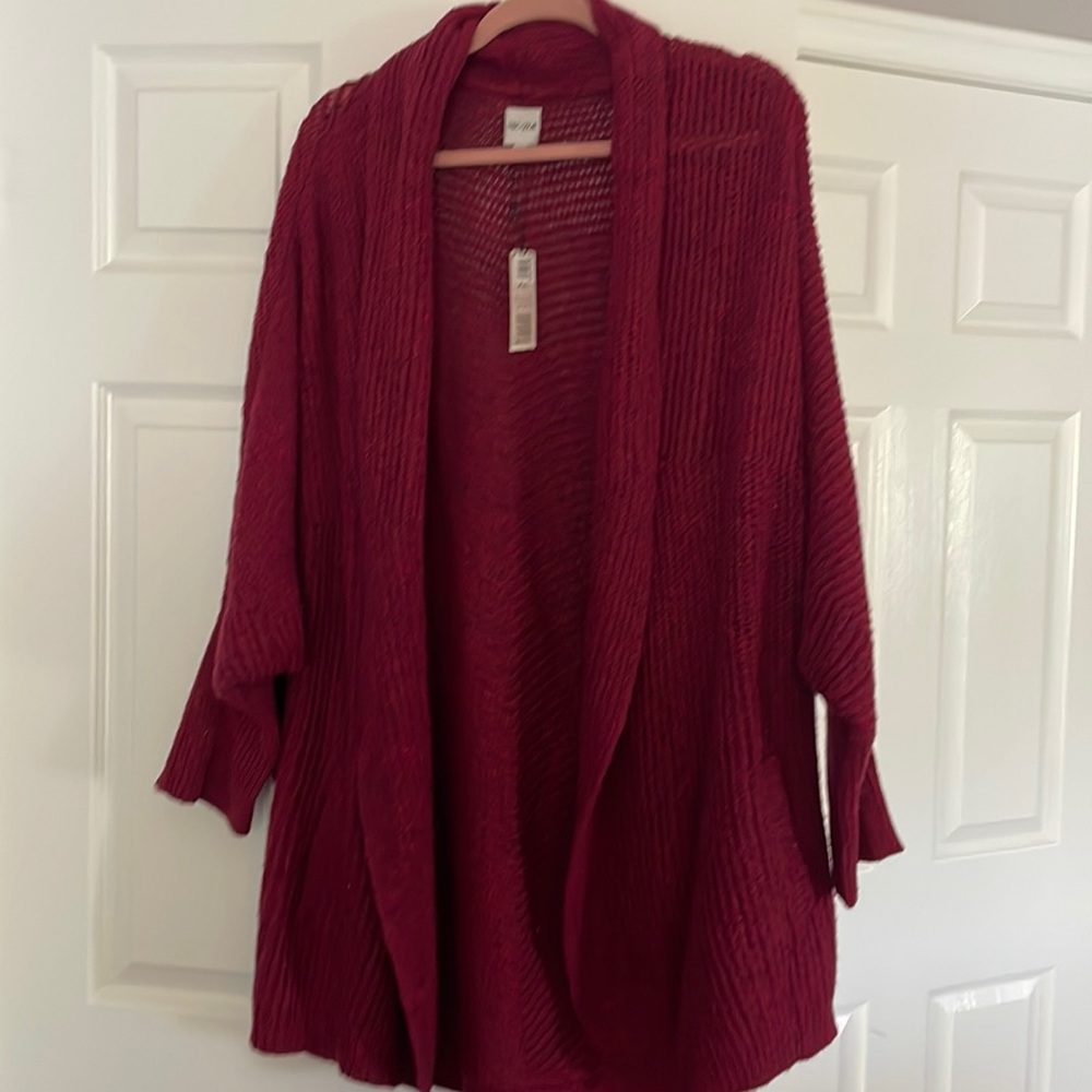 NWT Nic+Zoe open cardigan berry (pomegranate) size XL